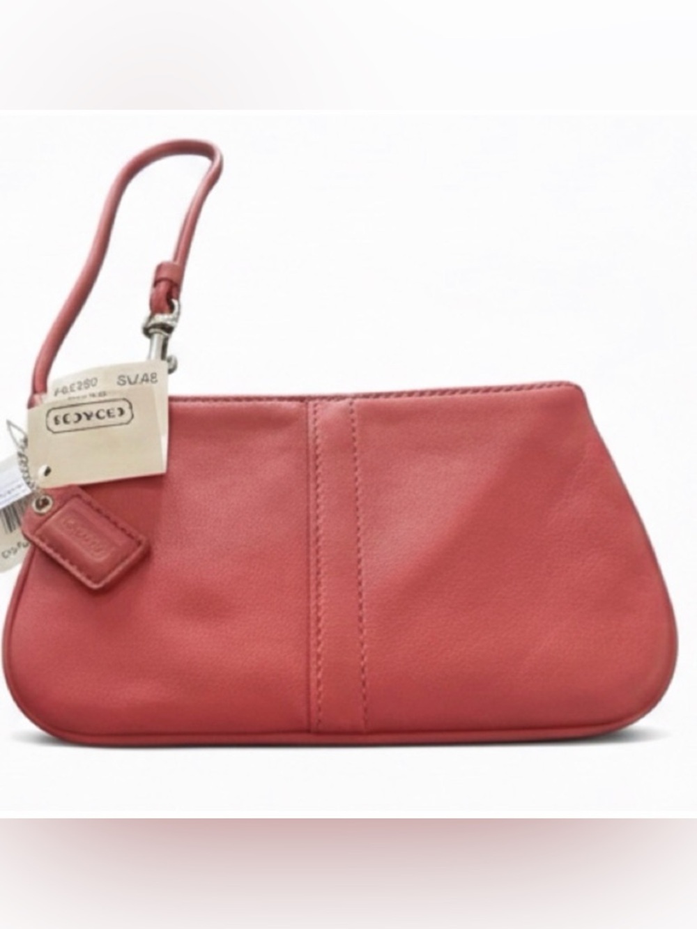 NWT Coach Smooth Pink Leather Curved Clutch  in Papaya